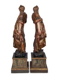 A Pair of Italian Painted and Parcel Gilt Figures of Saints