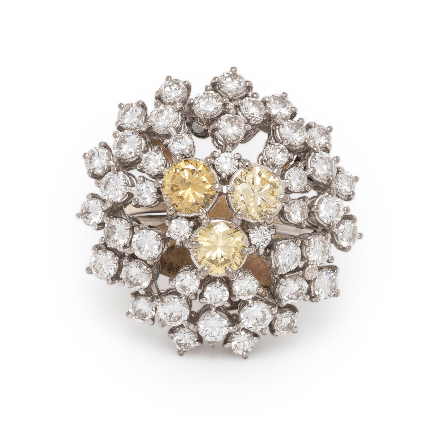 Colored Diamond and Diamond Ring