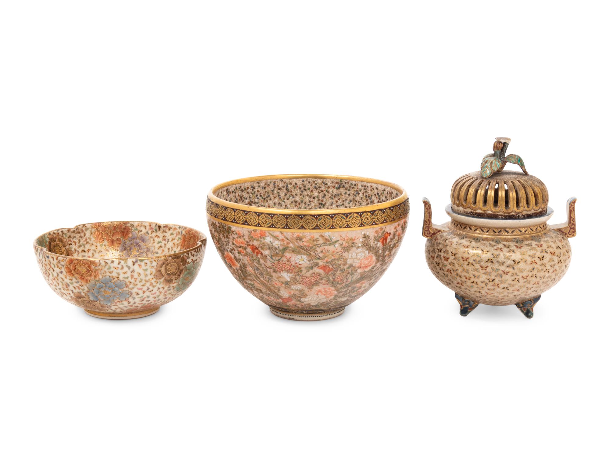 Three Japanese Satsuma Vessels