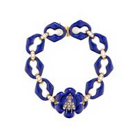 ANTIQUE, YELLOW GOLD, DIAMOND, SEED PEARL, AND ENAMEL INSECT BRACELET