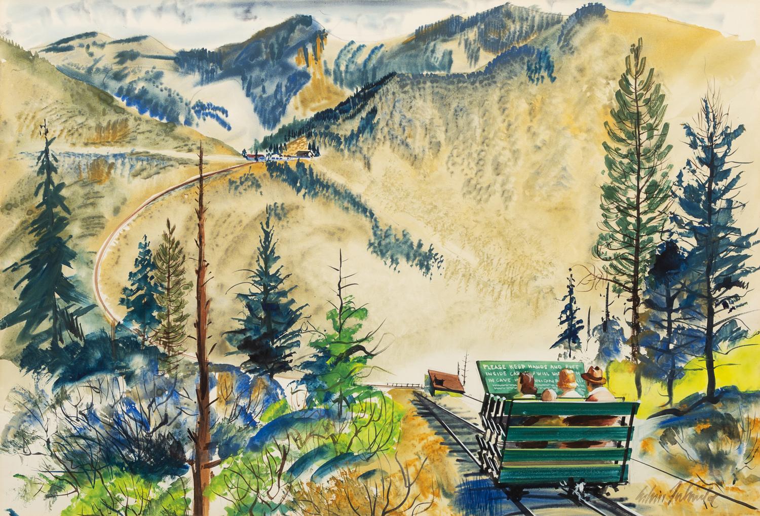 Edwin Fulwider, (American, 1913-2003), Track to Lewis and Clark Cavern, Montana
