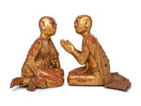A Pair of Southeast Asian Giltwood Monk Figures