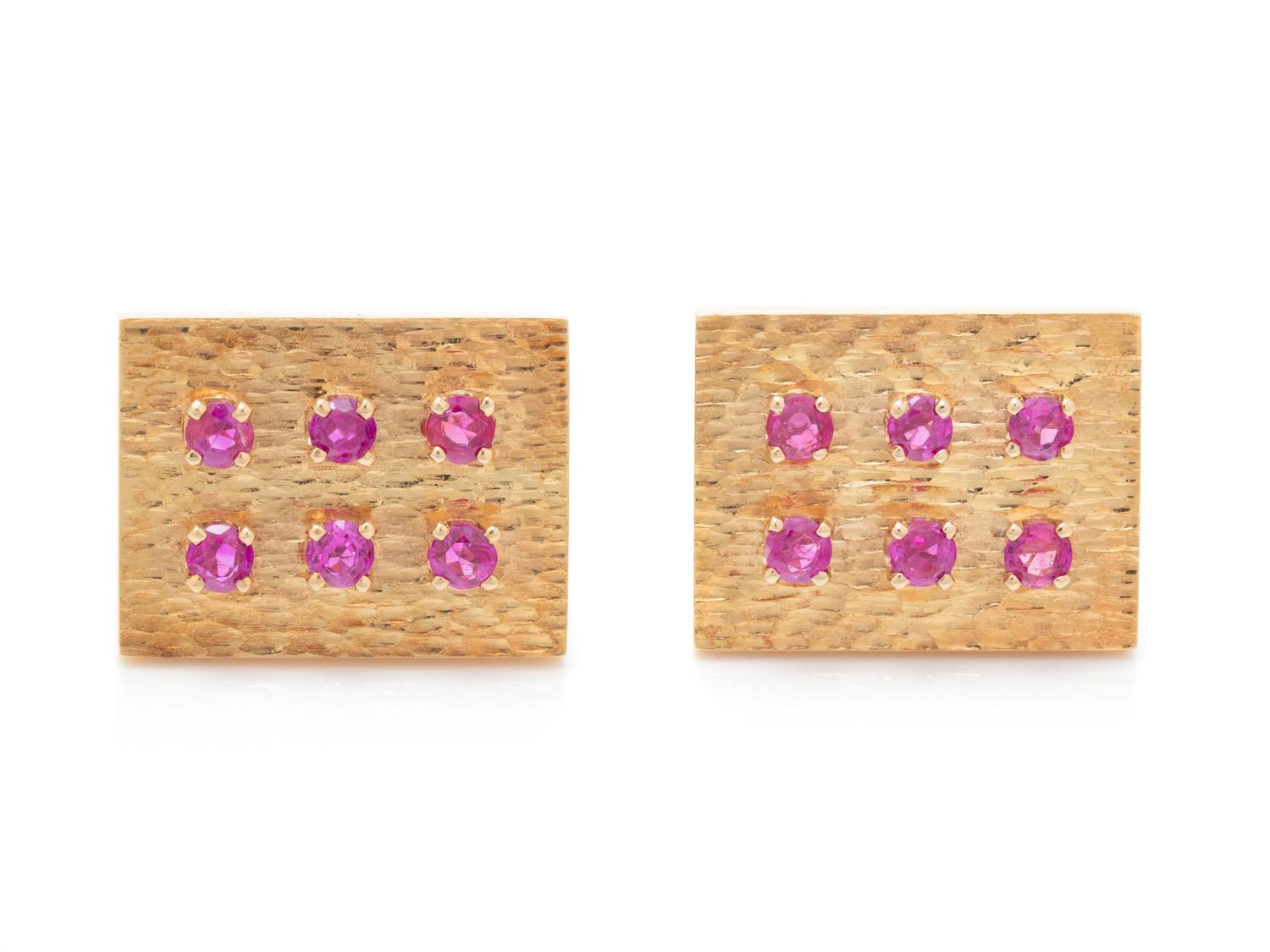 YELLOW GOLD AND RUBY CUFFLINKS