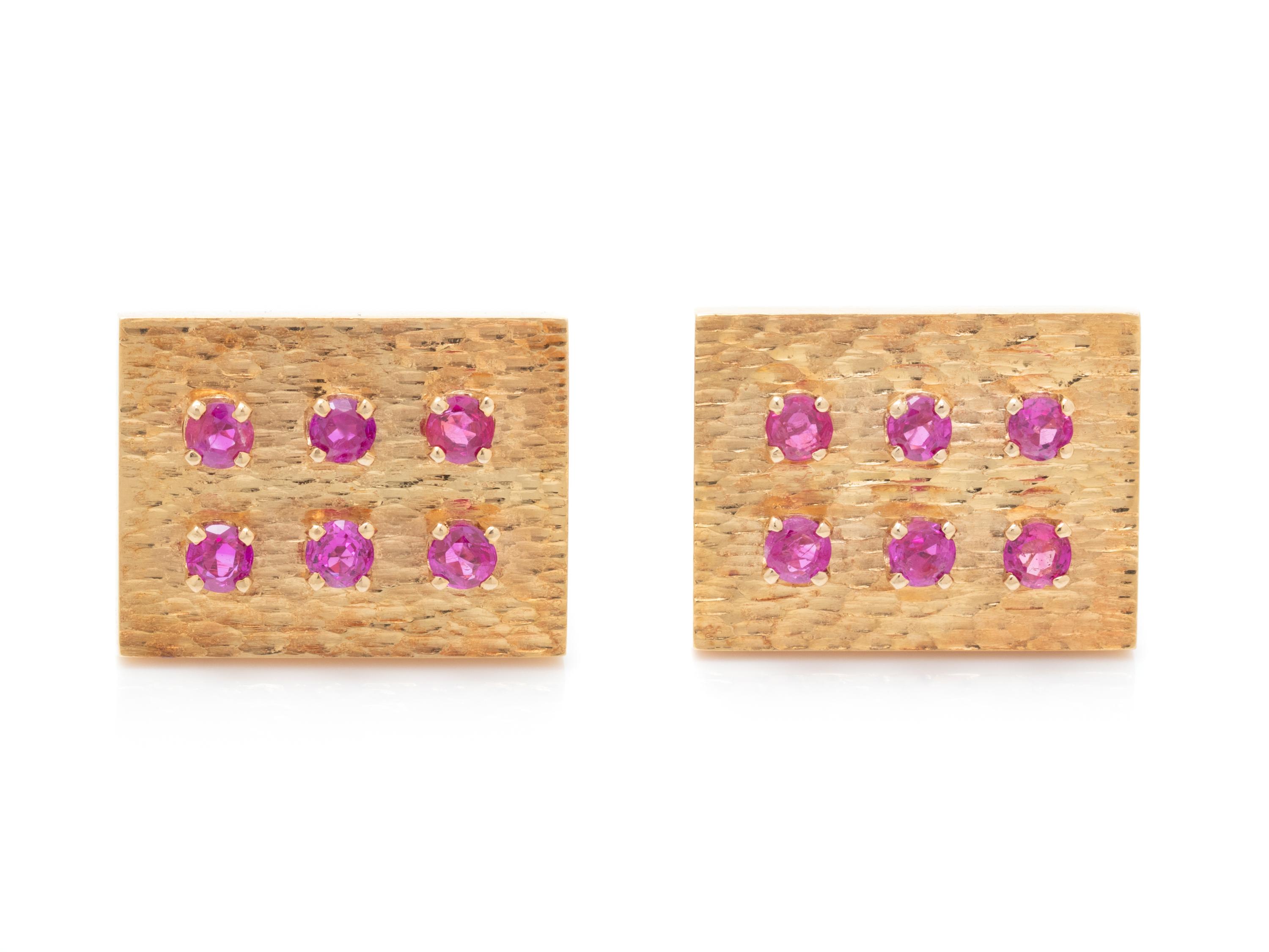 YELLOW GOLD AND RUBY CUFFLINKS