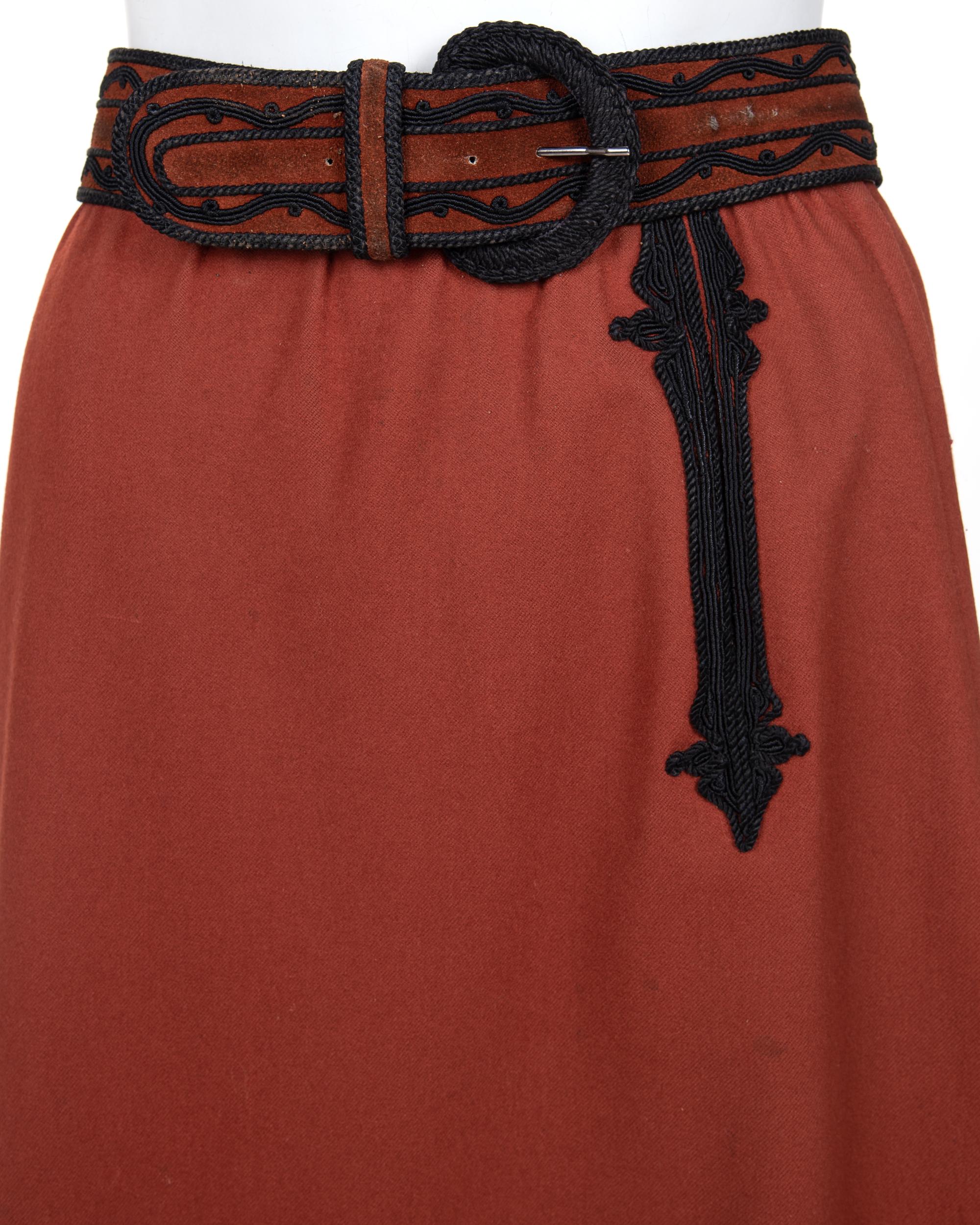 Two Yves Saint Laurent Rive Gauche Skirts with Belts, 1970s