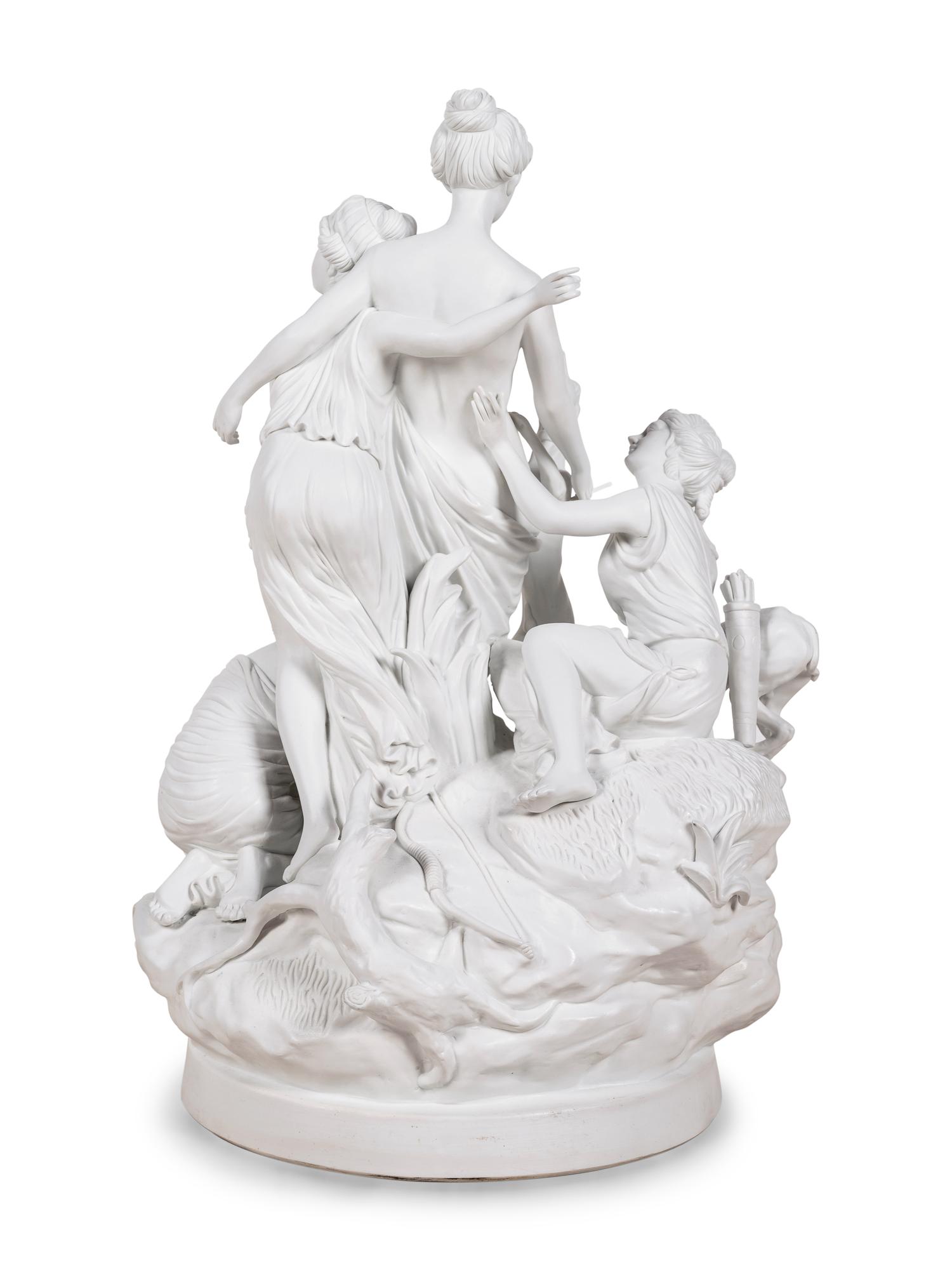 A Sèvres Style Bisque Porcelain Group Depicting the Bath of Diana