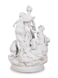 A Sèvres Style Bisque Porcelain Group Depicting the Bath of Diana