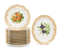 A Set of Thirteen Royal Copenhagen Fruit Service Articles