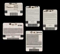 A Complete Set of Five Tiger Woods Augusta National Masters Championship Badges (1997, 2001, 2002, 2005, 2019),