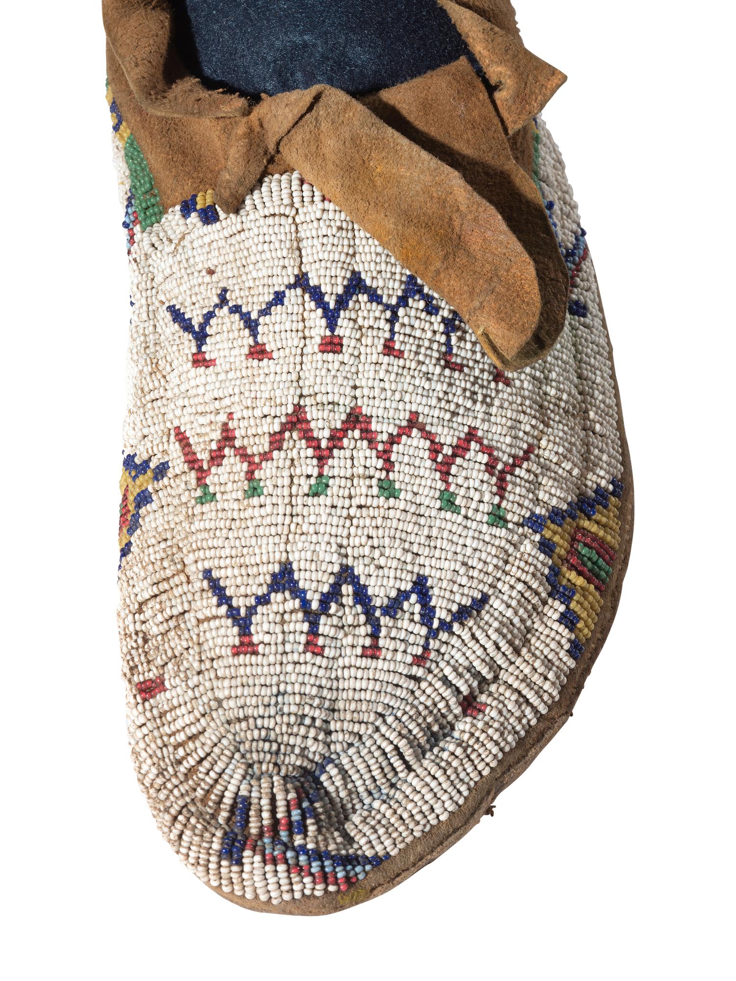 Northern Plains Beaded Hide Moccasins