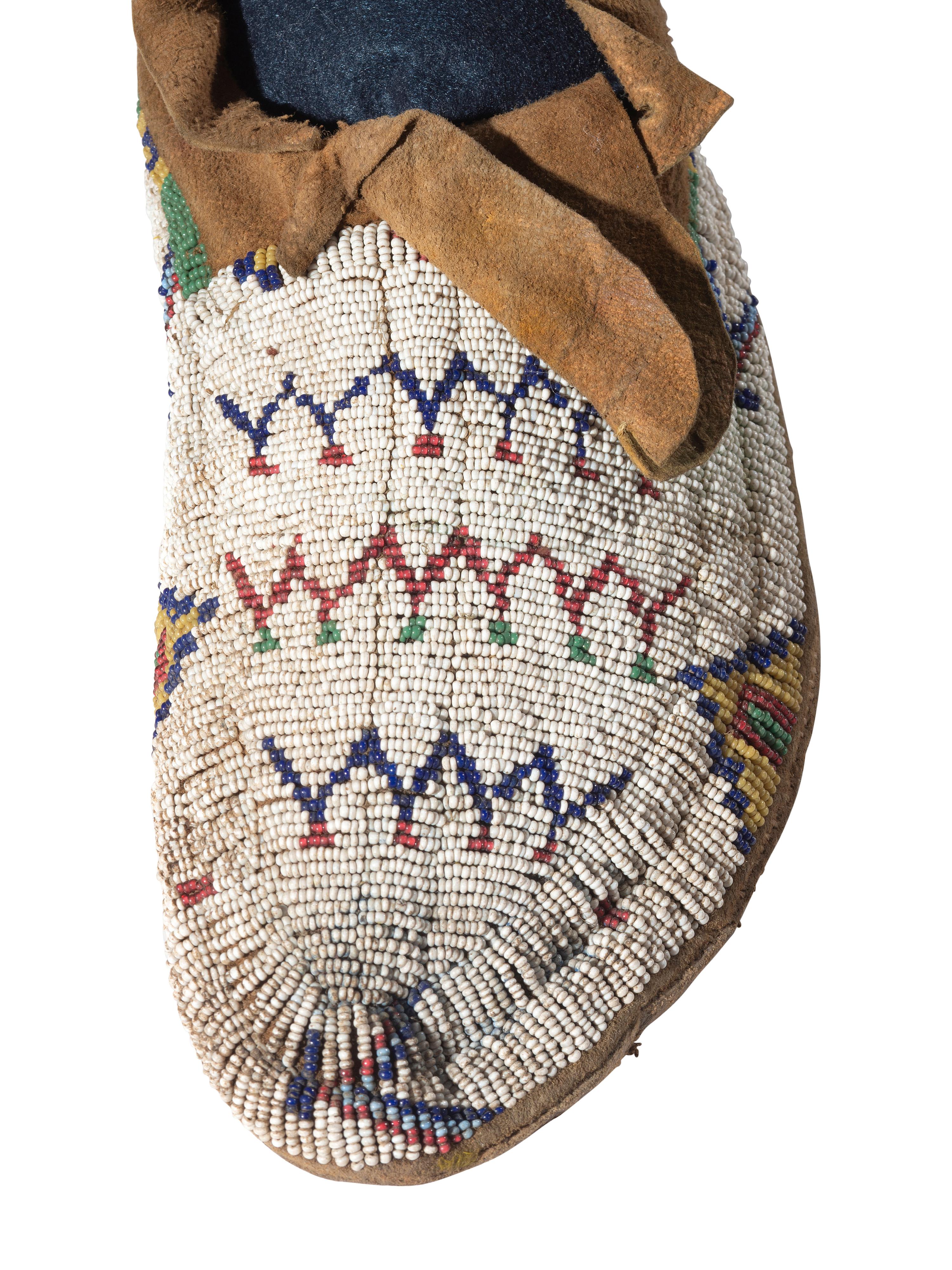 Northern Plains Beaded Hide Moccasins
