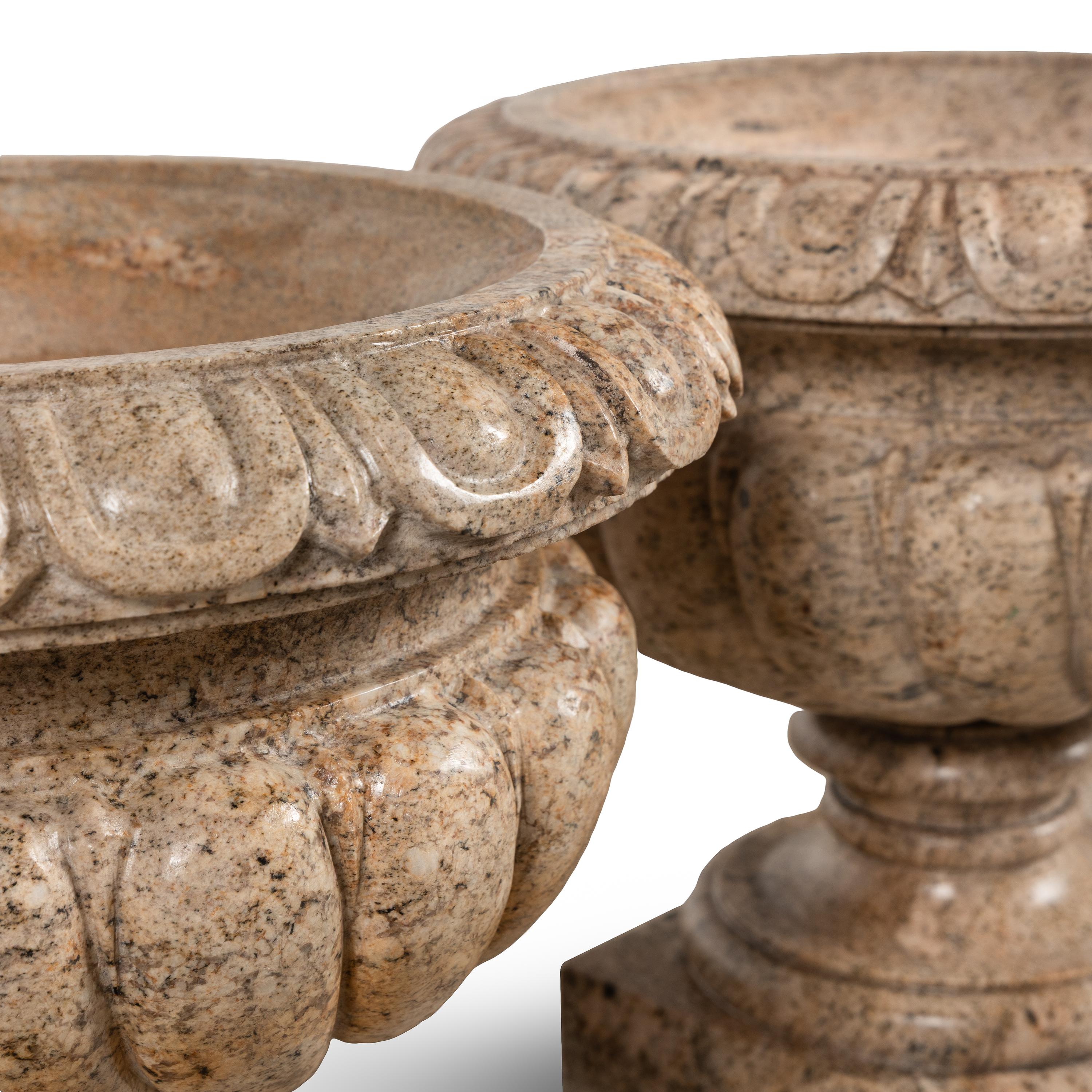 A Pair of Italian Carved Granite Jardinières