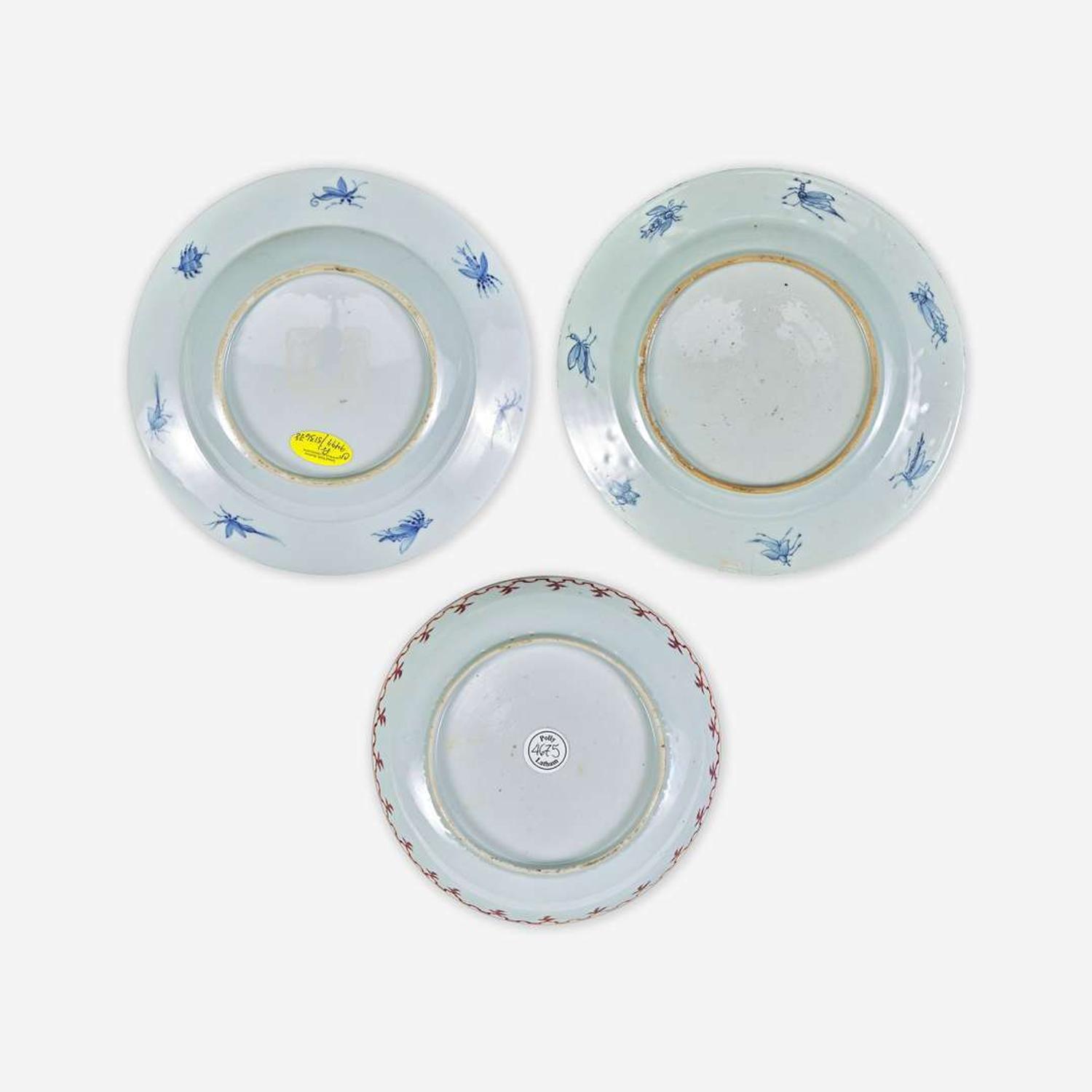 A Group of Three Chinese Export Porcelain Plates circa 1738-1740