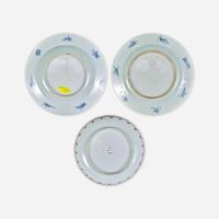 A Group of Three Chinese Export Porcelain Plates circa 1738-1740