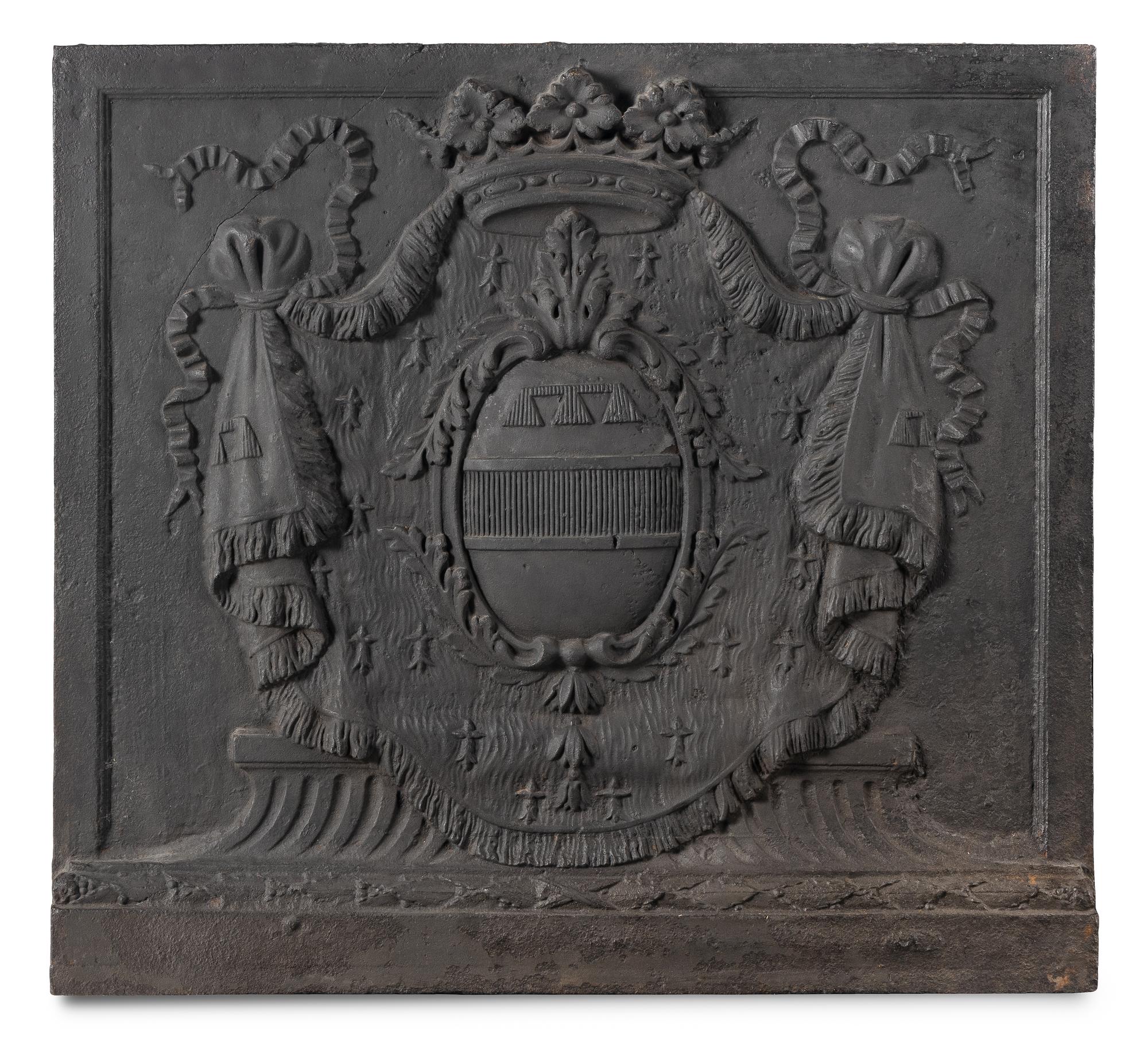 A French Cast Iron Chimney Back from Château de Roucy