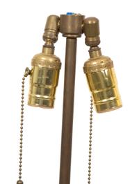 A Pair of French Gilt Bronze Mounted Blue and Colorless Cut Glass Table Lamps