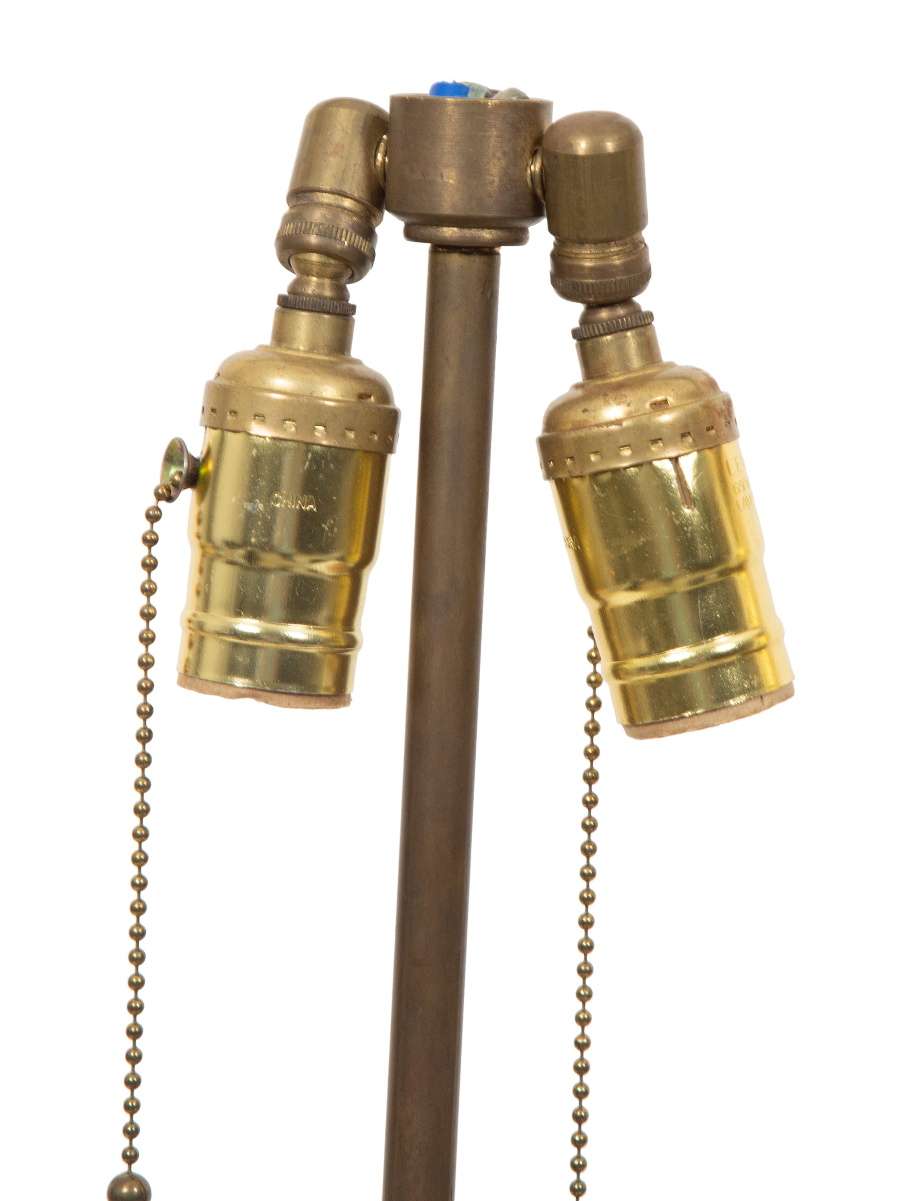 A Pair of French Gilt Bronze Mounted Blue and Colorless Cut Glass Table Lamps