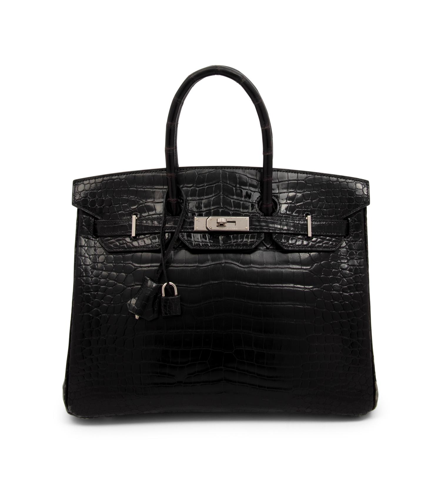 Hermès Birkin 35 in Shiny Black Porosus Crocodile, 2004