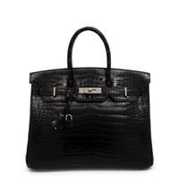 Hermès Birkin 35 in Shiny Black Porosus Crocodile, 2004