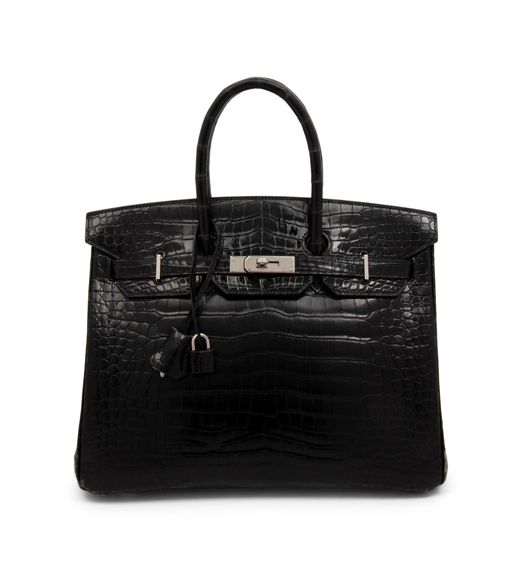 Hermès Birkin 35 in Shiny Black Porosus Crocodile, 2004