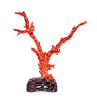 A Large Red Coral Figural Group Height 13 inches. — LATE QING DYNASTY/REPUBLIC PERIOD