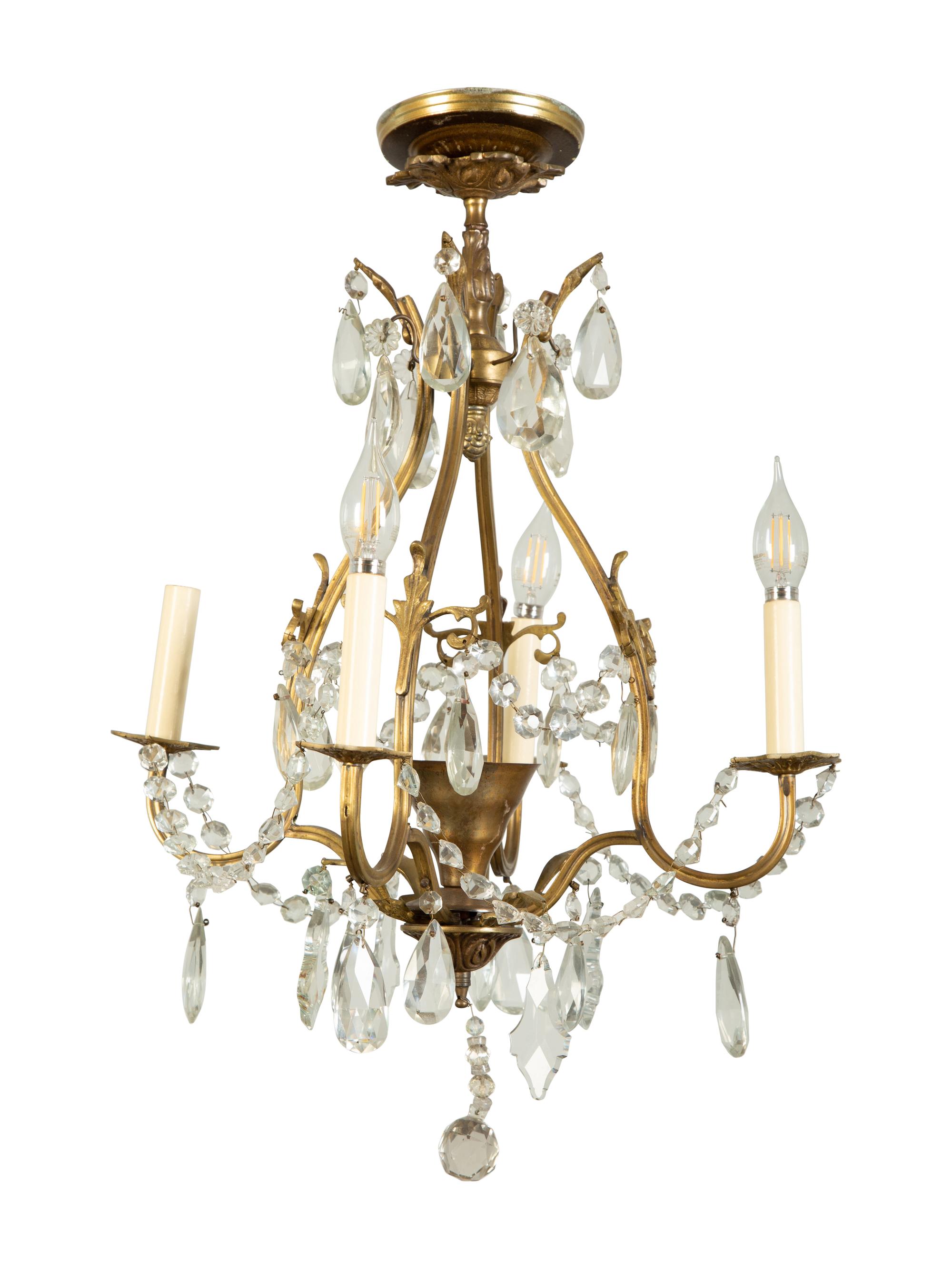 A Louis XV Style Gilt Bronze Four-Light Chandelier