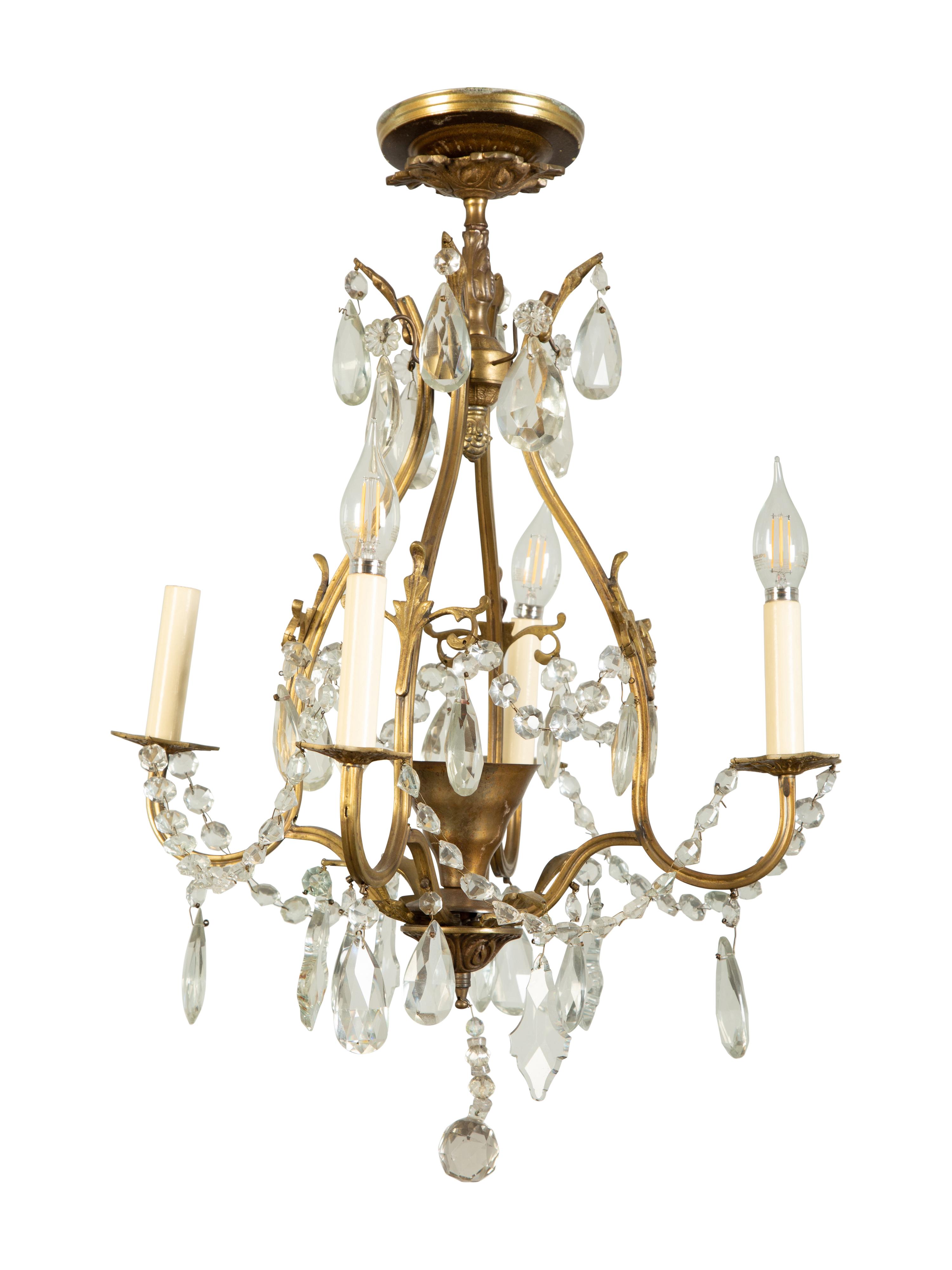 A Louis XV Style Gilt Bronze Four-Light Chandelier