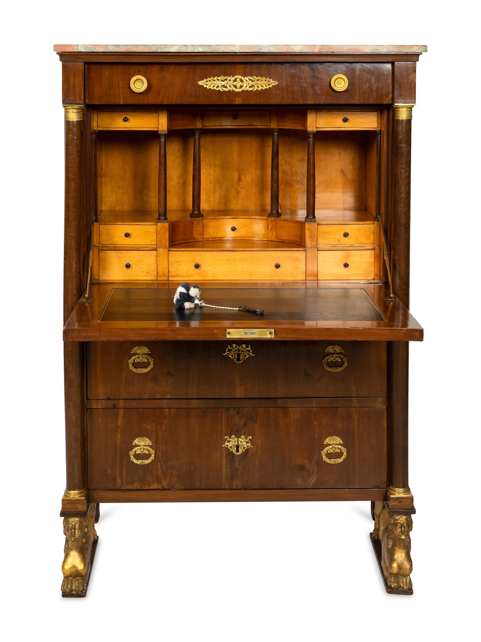 An Empire Style Secrétaire à Abattant with Marble Top by Ipolito Ceri
