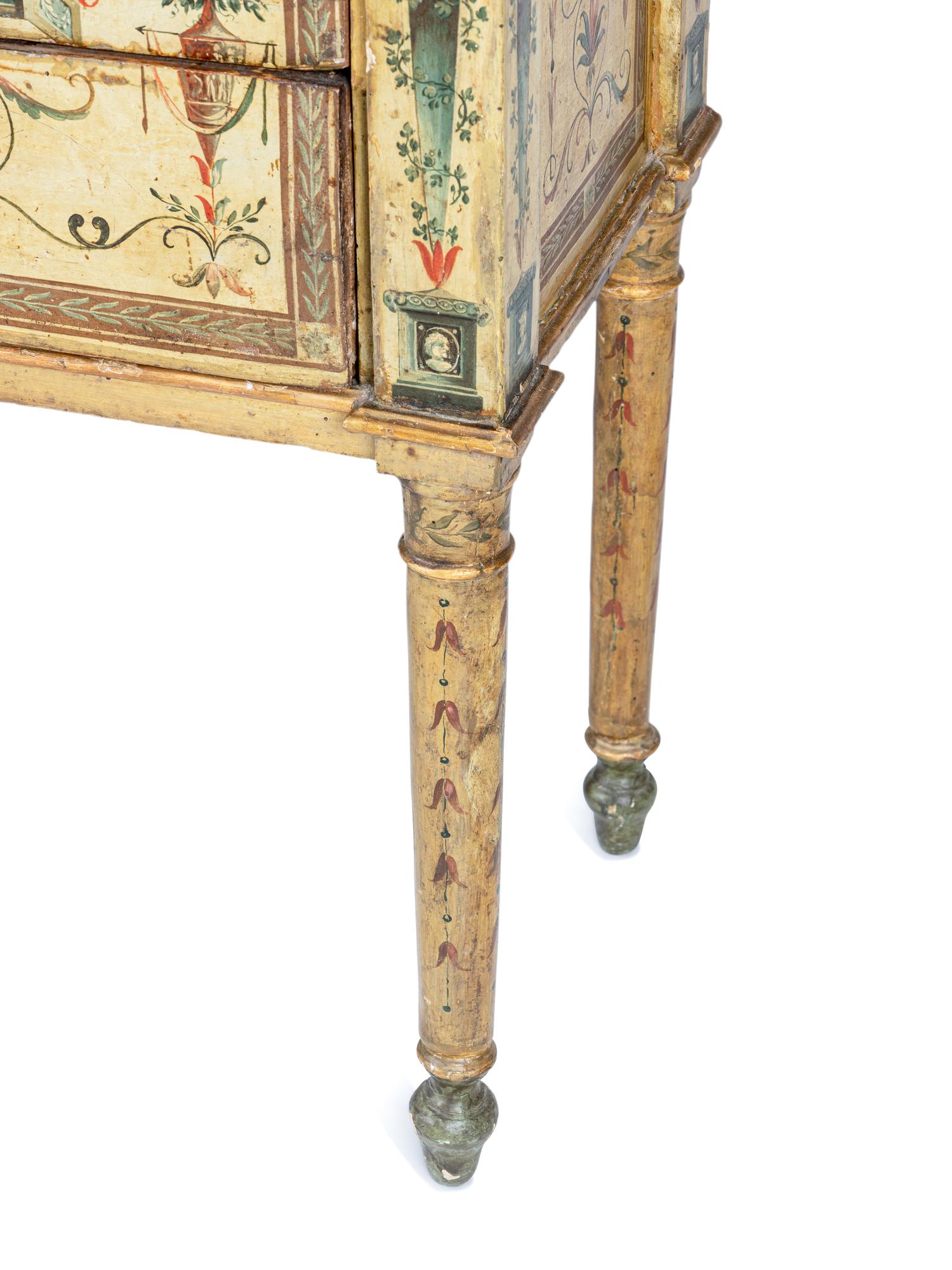A Pair of North Italian Neoclassical Painted Commodini