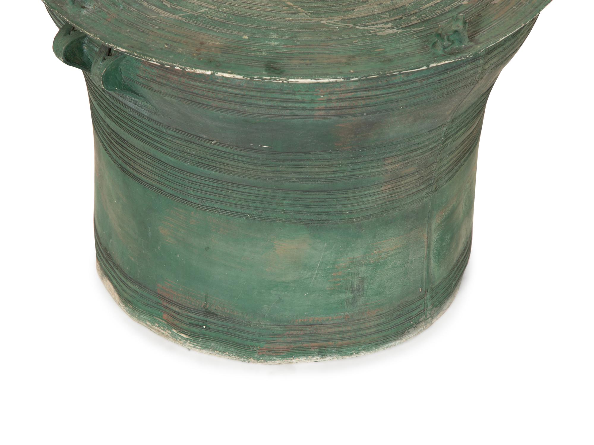 A Pair of Dong Sun Style Composition with Bronze Patina Rain Drums