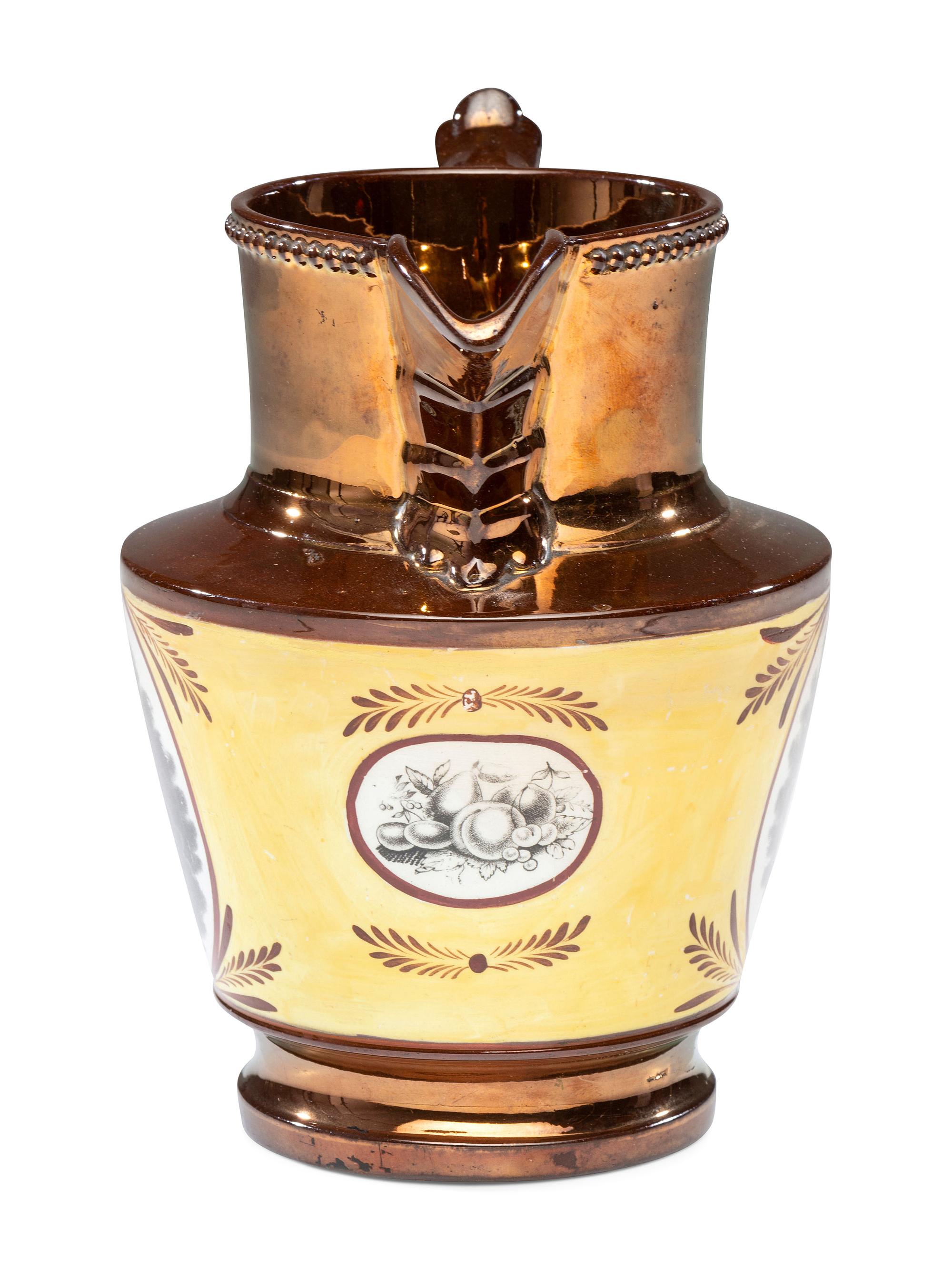 A Staffordshire Transfer-Printed Copper Lustre 'General Jackson Hero of New Orleans' Pitcher