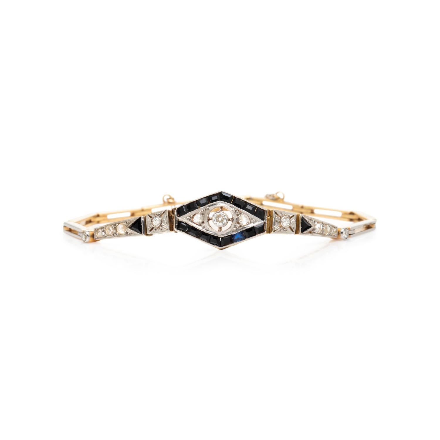 FRENCH, DIAMOND AND ONYX BRACELET