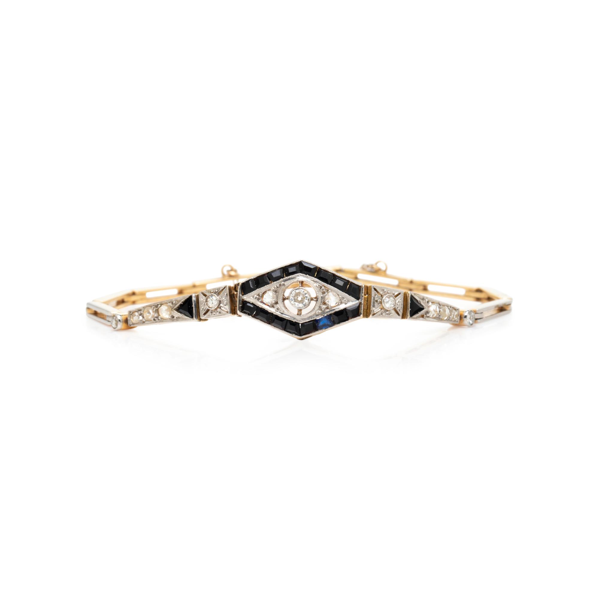 FRENCH, DIAMOND AND ONYX BRACELET