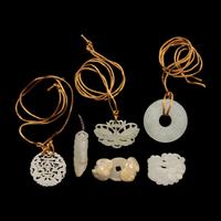 Six Chinese Jade Pendants, 19th-20th Century — 晚清-民國 玉佩一組六件
