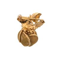 FRENCH, YELLOW GOLD AND DIAMOND ARTICULATED FLOWER PENDANT/BROOCH