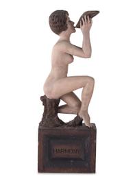 Two Painted Folk Art Carvings of Nude Women