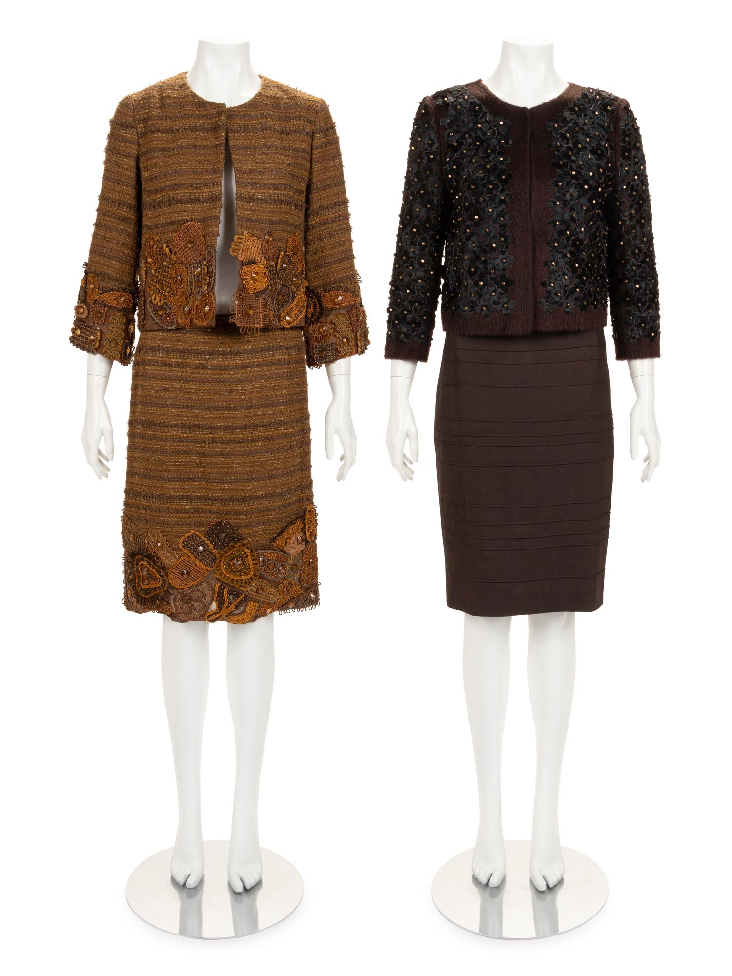 Two Designer Skirt Suits: One Oscar de la Renta Skirt Suit and Jacket, One Akris Skirt, 2006-10