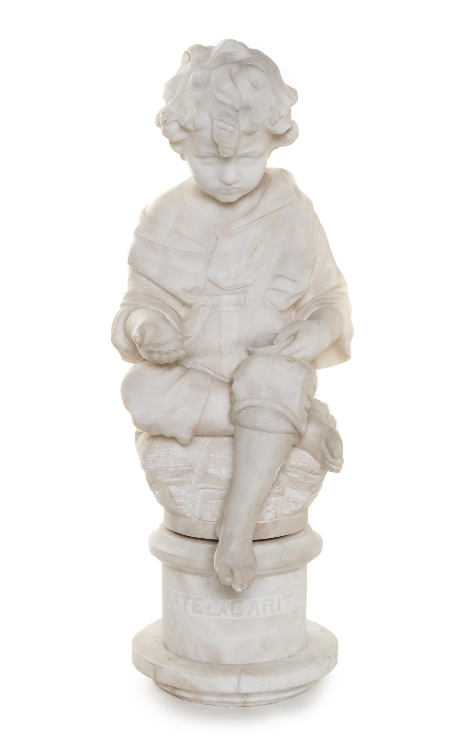 An Italian Carved Marble Figure, LATE 19TH/EARLY 20TH CENTURY, Height overall 26 1/2 inches. — LATE 19TH/EARLY 20TH CENTURY,