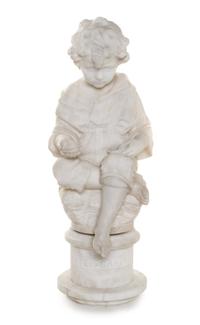 An Italian Carved Marble Figure, LATE 19TH/EARLY 20TH CENTURY, Height overall 26 1/2 inches. — LATE 19TH/EARLY 20TH CENTURY,