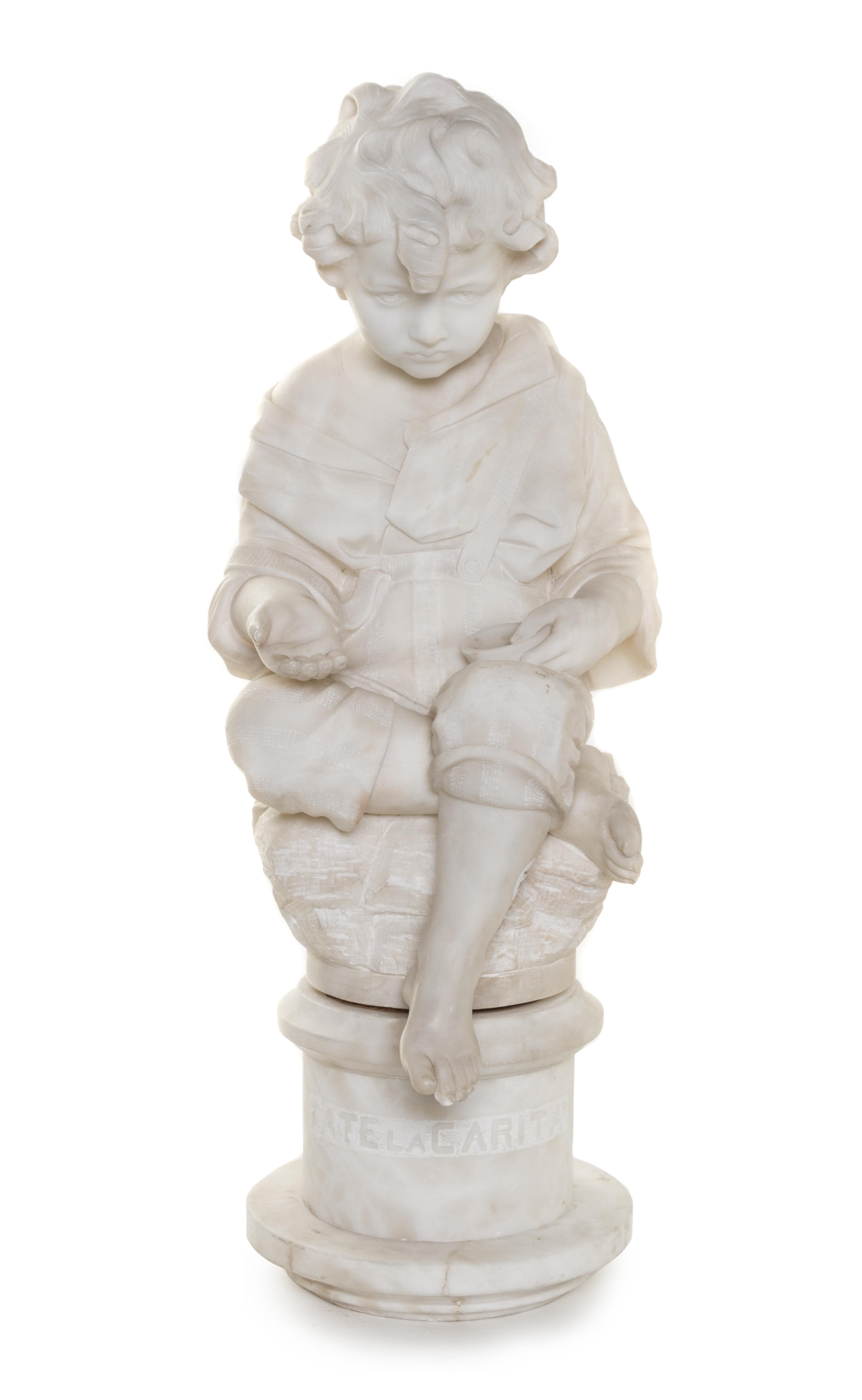 An Italian Carved Marble Figure, LATE 19TH/EARLY 20TH CENTURY, Height overall 26 1/2 inches. — LATE 19TH/EARLY 20TH CENTURY,