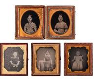 [EARLY PHOTOGRAPHY]. 37 sixth plate daguerreotypes and ambrotypes of young girls.