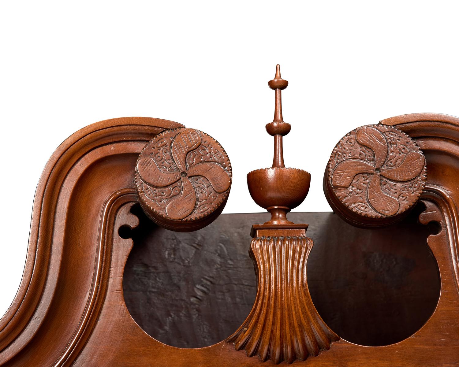 A Chippendale Cherrywood Bonnet-Top Chest-on-Chest