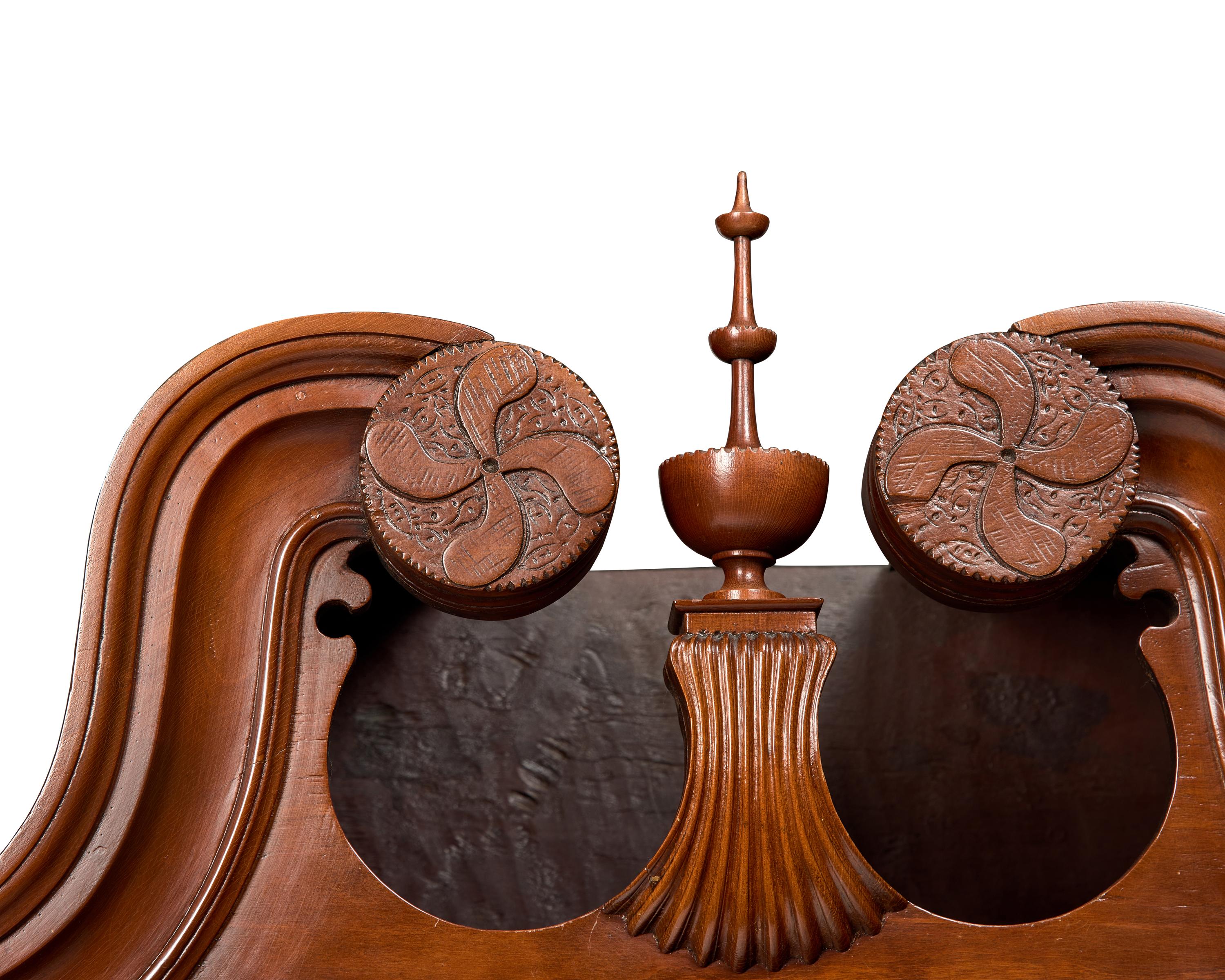 A Chippendale Cherrywood Bonnet-Top Chest-on-Chest