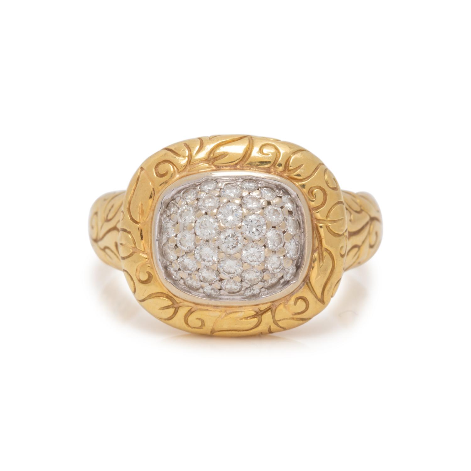 SEIDENGANG, YELLOW GOLD AND DIAMOND RING