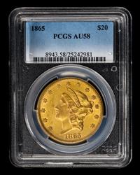 A United States 1865 Liberty Head $20 Gold Coin
