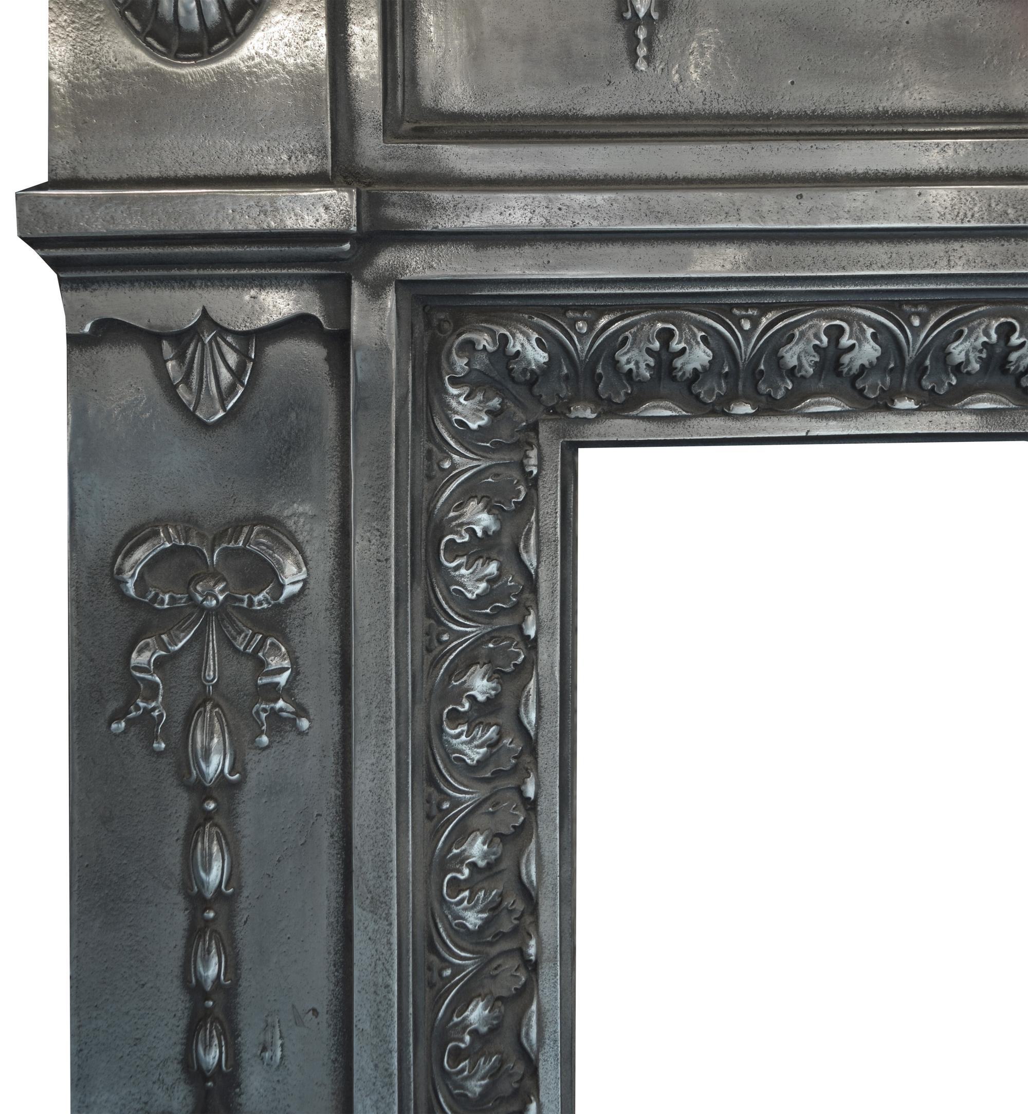 A Cast Iron Fireplace Mantel 60.5" W x 9.25" D x 54.75"H — England, Circa 1880