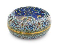 A Cloisonne Enamel Circular Box Diameter 8 1/4 inches.