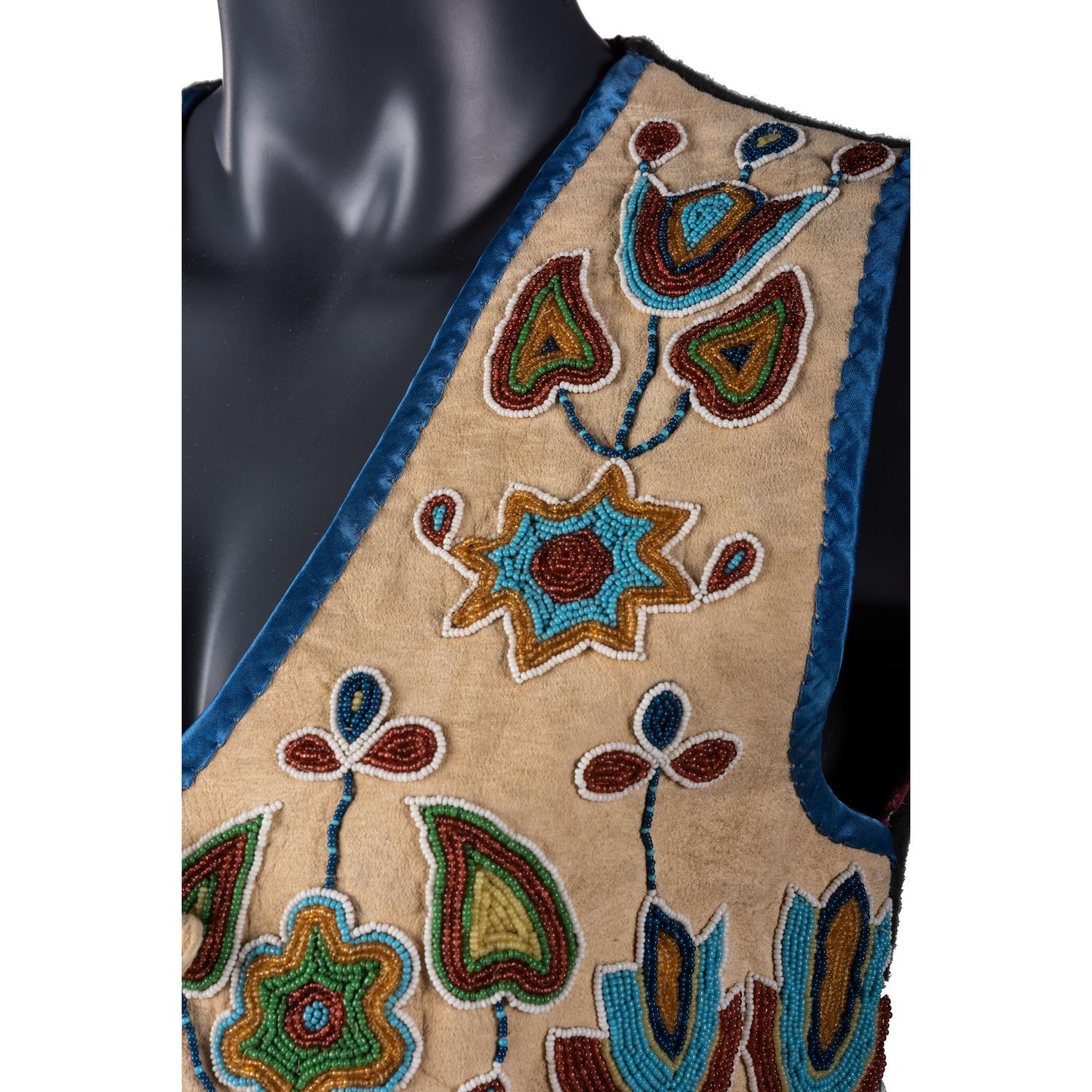 Apsáalooke (Crow) Beaded Hide Vest, Gauntlets, Pants, and Moccasins