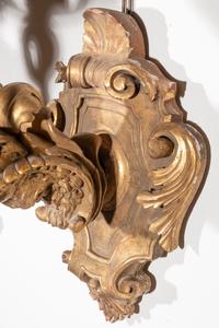 A Pair of Italian Giltwood Figural Wall Brackets