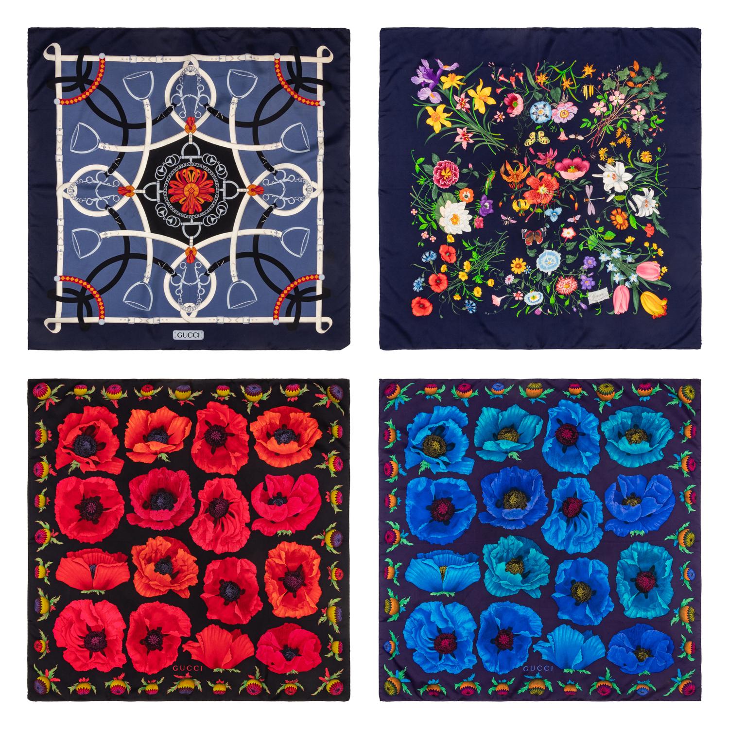 Gucci, Four Silk Scarves